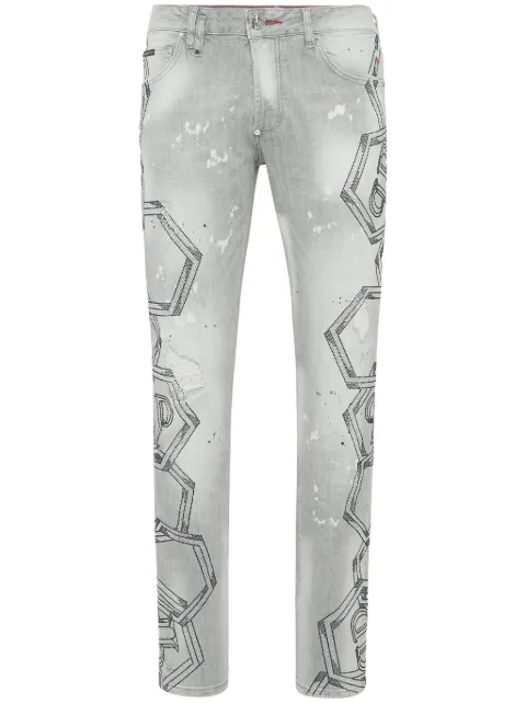 Philipp Plein crystal-embellished jeans Grey SAECMDT4020PDE004N