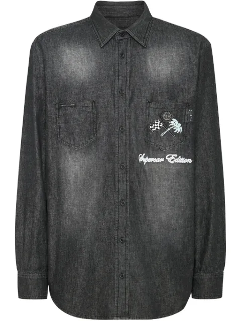 Philipp Plein Cars Racing denim shirt Black SAECMDP0243PDE004N
