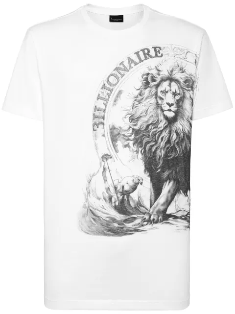 Billionaire Lion-print T-shirt White BAECMTK8181BTE014N