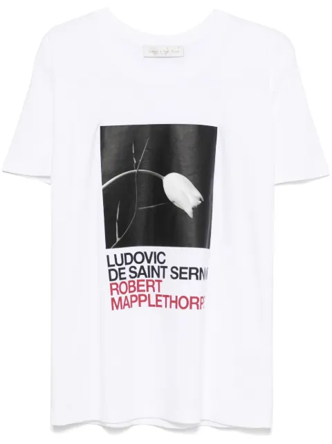 Ludovic de Saint Sernin x Robert Mapplethorpe Tulip and Thorn-print T-shirt White AW24TP003UJE