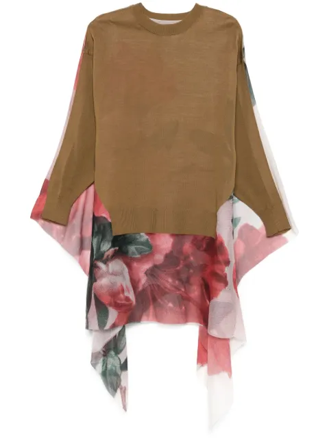 Undercover georgette panel sweater Brown UC2D1910