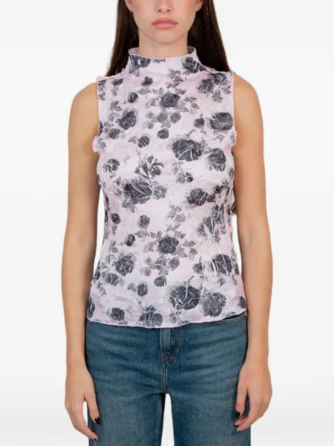 GANNI floral-print top Pink F9640