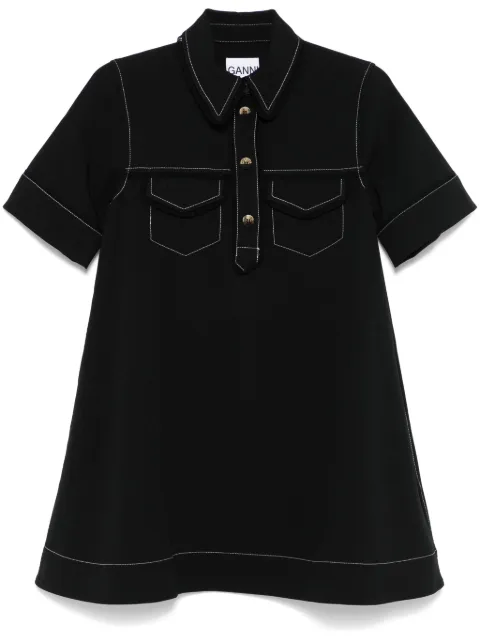 GANNI crepe mini dress Black F9462