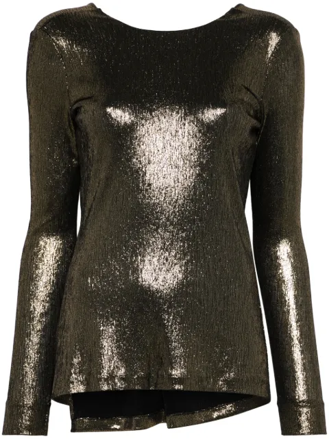 TWINSET knot-detail laminated blouse Gold 242TS2260