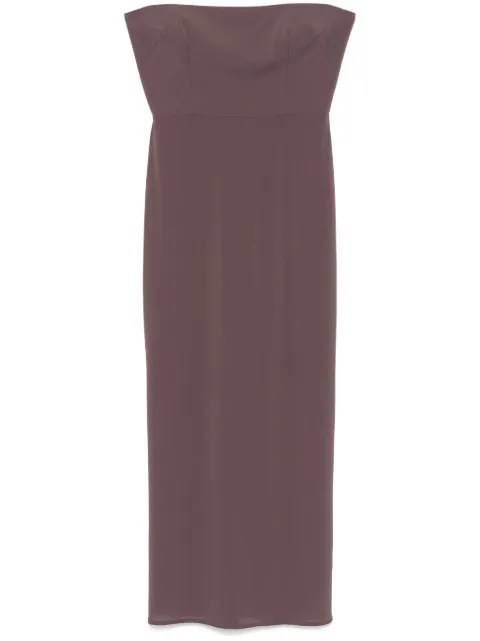 Alex Perry crepe strapless maxi dress Brown D1351FW24