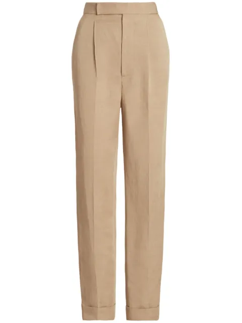 Ralph Lauren Collection Evanne pleated linen-blend trousers Neutrals 290933645001