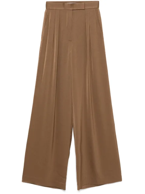 Alex Perry double-pleat satin trousers Brown P0082PF24
