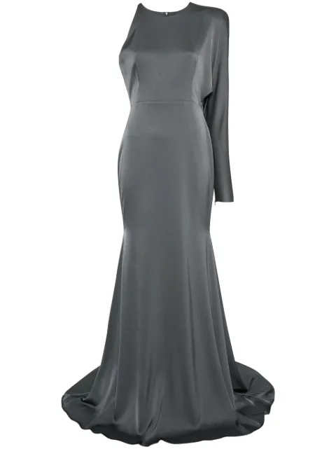 Alex Perry satin one-shoulder gown Grey D1321PF24