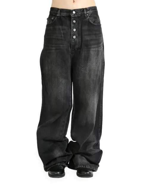 THUG CLUB distressed wide-leg jeans Black TC24PT2001