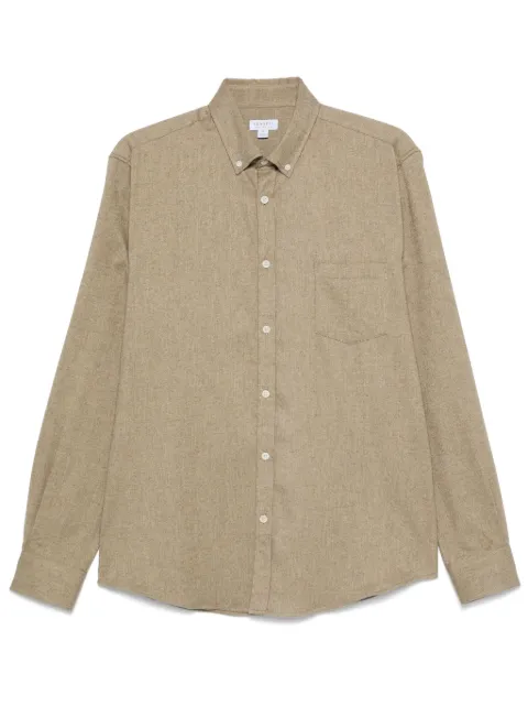 Sunspel flannel button-up shirt Neutrals MSHT2063
