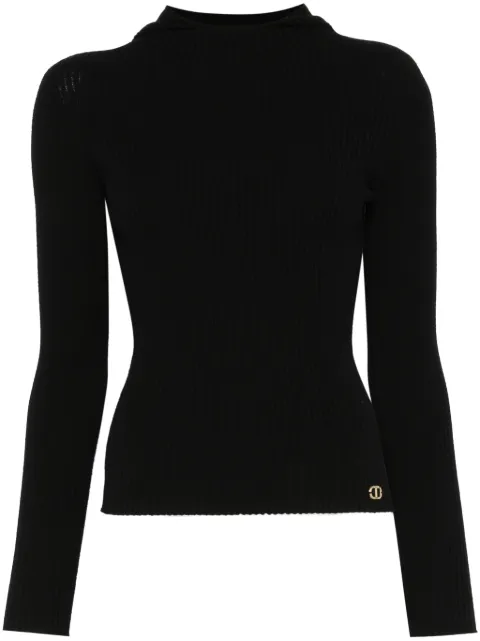 TWINSET ribbed hoodie Black 242TF3040