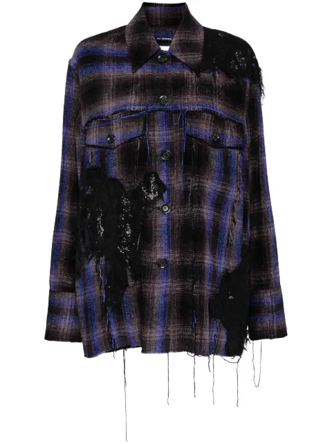 Song For The Mute check pattern jacket Purple 242WJK019VLVTPUR