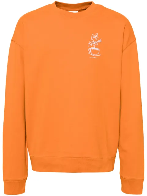 CAFÉ KITSUNÉ logo-embroidered sweatshirt Orange CKMU00302KM0330