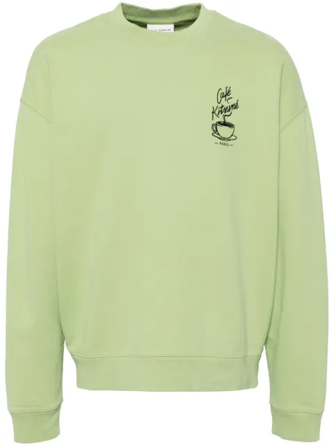 CAFÉ KITSUNÉ logo-embroidered sweatshirt Green CKMU00302KM0330