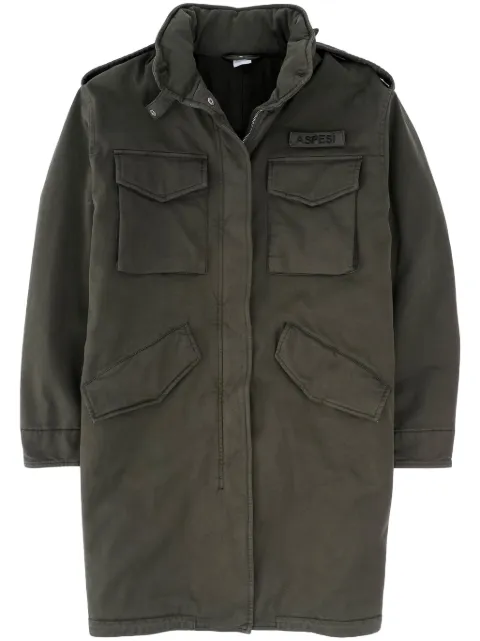 ASPESI hooded gabardine coat Green 0741E729