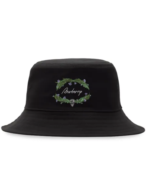 Burberry embroidered logo Bucket Hat Black 8098373