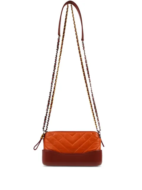 CHANEL Pre-Owned 2018 Gabrielle V-stitch wallet-on-chain Orange 26726220