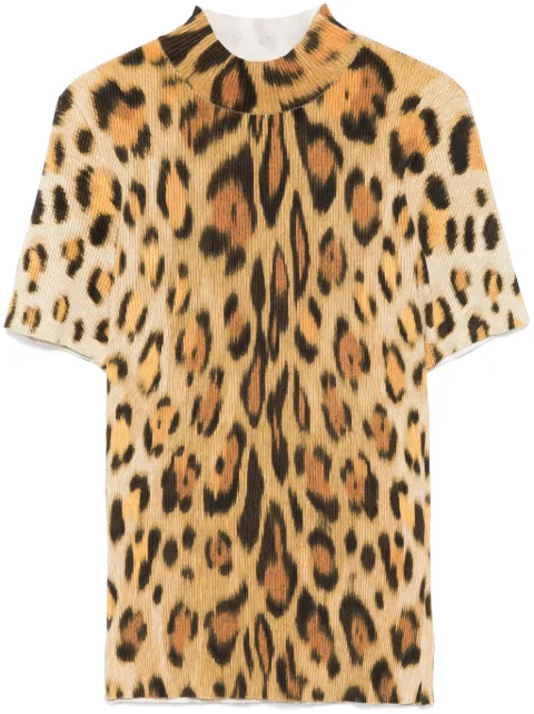 Oscar de la Renta jaguar-pattern T-shirt Yellow 24FN101JAG