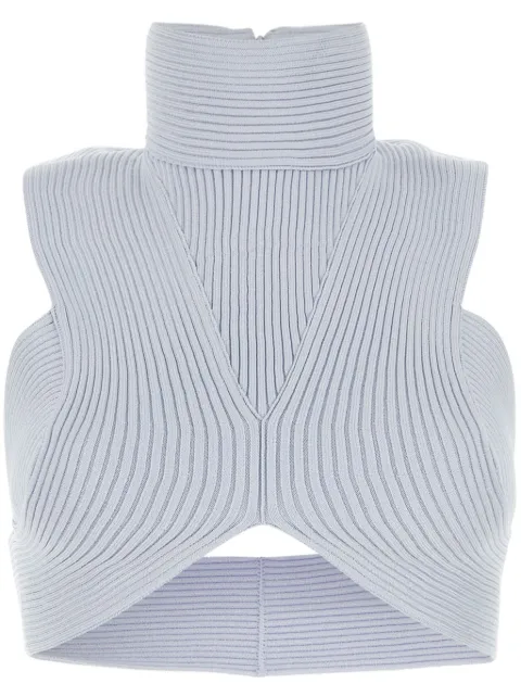 Alaïa Maglia sleeveless crop top Blue AA9H10553M765