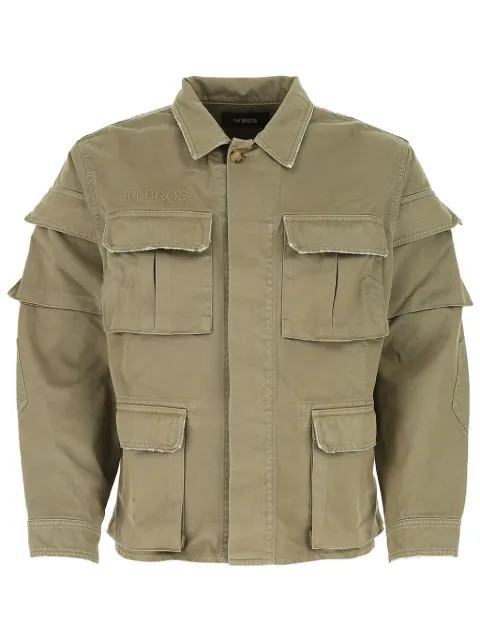14BROS logo-embroidered military jacket Green 12685A3XUB31