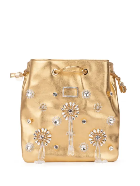 Roger Vivier crystal-embellished bucket bag Gold RBWANKK3100L4Q