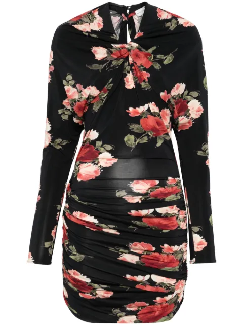 Magda Butrym floral-print draped mini dress Black 199924
