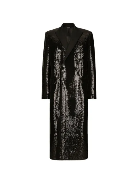 Dolce & Gabbana sequin-embellished double-breasted coat Black G040XTFLGAF