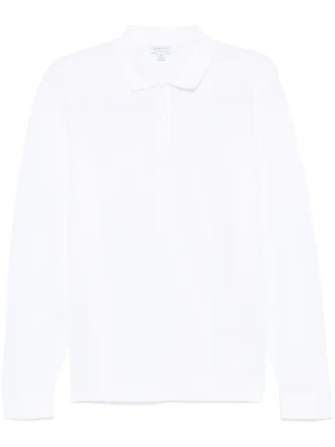 Sunspel longsleeved piqué polo shirt White MPOL1065