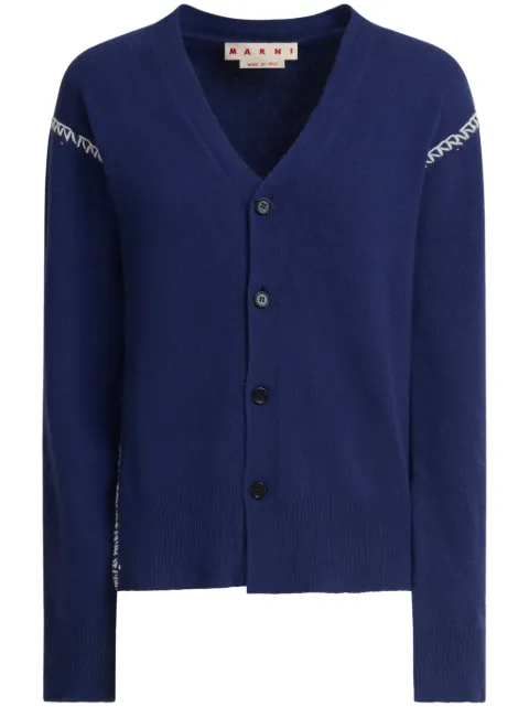 Marni whipstitch-trim cardigan Blue CDMD0362Q0UFZ373