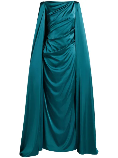 Talbot Runhof draped cape dress Green OL016830