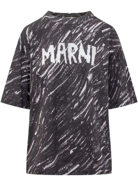 Marni Scribble logo jersey T-shirt Black THJET49P08USS018