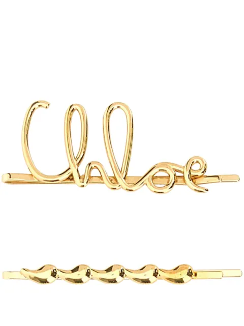 Chloé logo-plaque hair clips set (set of two) Gold CHC24WFT43CB7