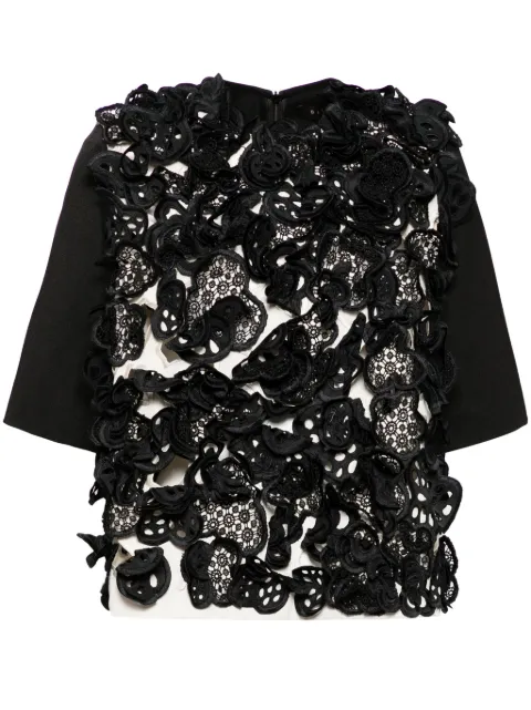 Biyan floral guipure lace blouse Black BBFW24010