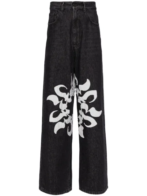 KUSIKOHC patchwork cotton jeans Black KU4SMT08APT1673999