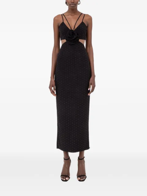 NISSA floral-appliqué maxi dress Black RS15229