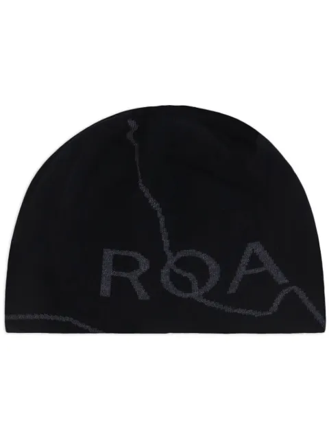 ROA logo-intarsia beanie Black RBUW202YA02