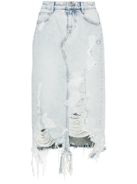 JNBY lace patchwork denim long skirt Blue 5O9D14180