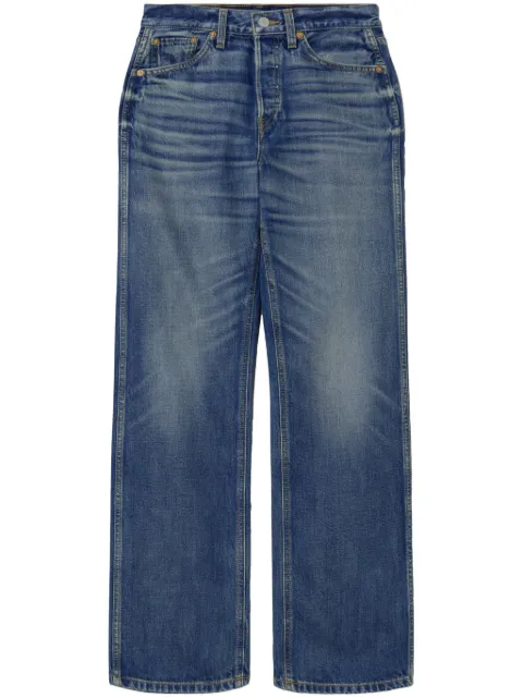 RE/DONE whiskered high-rise straight jeans Blue 18803WLOOSJN