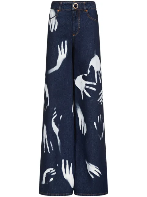 AREA Hand-print wide-leg jeans Blue FW24AWPA0034DE01