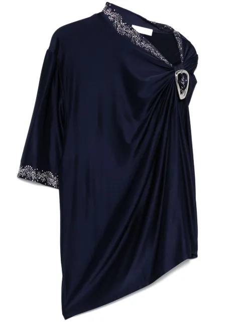 Rabanne buckle-detail draped top Blue 25PJTO052VI0267