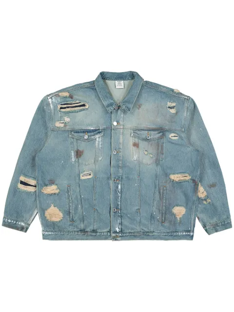 VETEMENTS ripped-detailing denim jacket Blue UA65JA830N