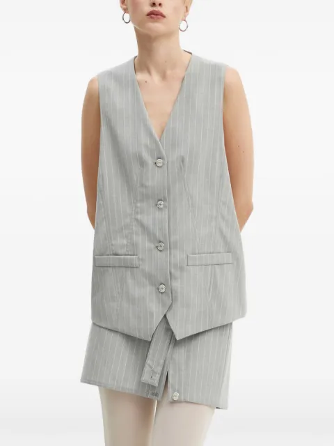 MOSCHINO JEANS pinstripe-pattern button-fastening waistcoat Grey A10018725