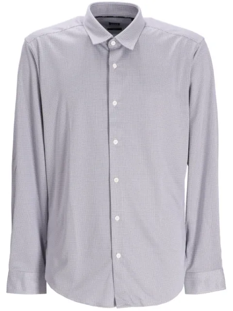 BOSS stretch-jersey micro-check shirt Grey 50527710