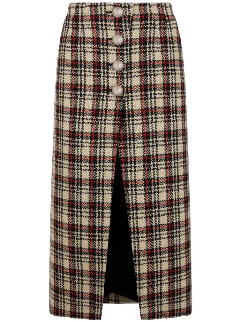 Rabanne tartan-pattern midi skirt Neutrals 24HCJU023LA0331