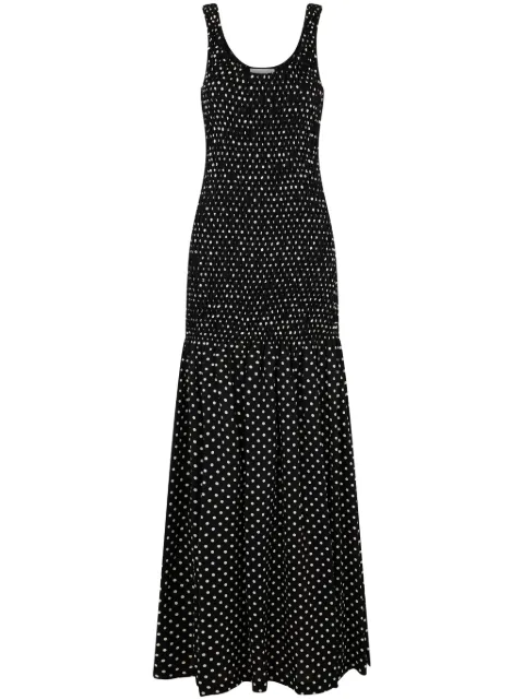 Rabanne polka-dot crepe long dress Black 24HCRO032VI0298