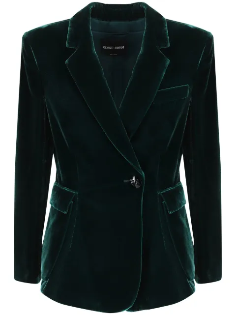 Giorgio Armani single-breasted velvet blazer Green GW000152TE10831