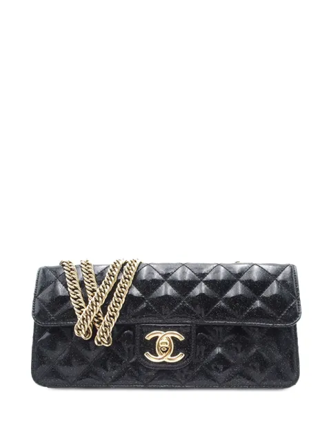 CHANEL Pre-Owned 2008-2009 Quilted Patent Glitter Evening Star East West Flap shoulder bag Black 28G888KS2ZKNXR9J
