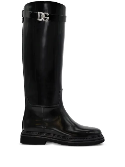 Dolce & Gabbana logo-plaque equestrian boots Black CU1141A5185