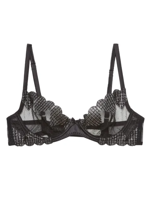 Fleur Du Mal Heart embroidered demi bra Black BR04210100
