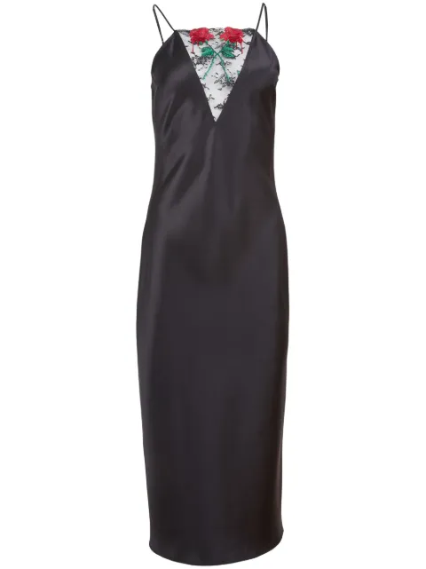 Fleur Du Mal Vampire Rose embroidered slip dress Black SL01450100